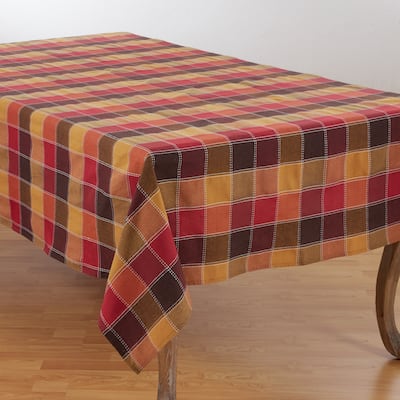 Stitched Design Plaid Tablecloth