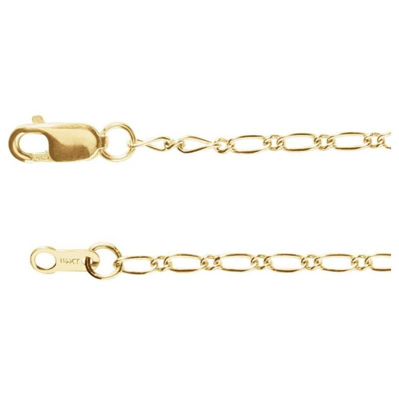 Curata 14k Yellow Gold 1.5mm Figaro Chain Necklace (Lobster)
