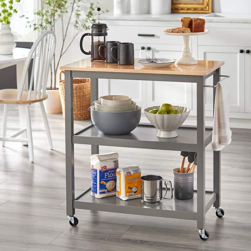 Simple Living Janelle Rolling Kitchen Cart - Charcoal Grey