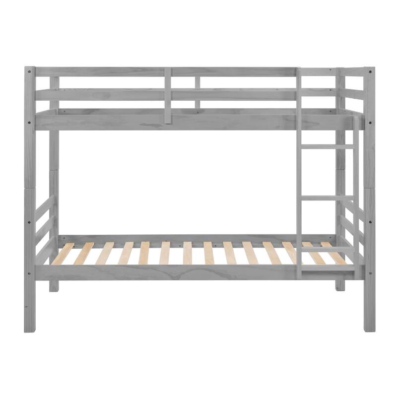 Twin Bunk Bed,Wooden,High Guardrail,Ladder,Kids Teens,Dorm Guest