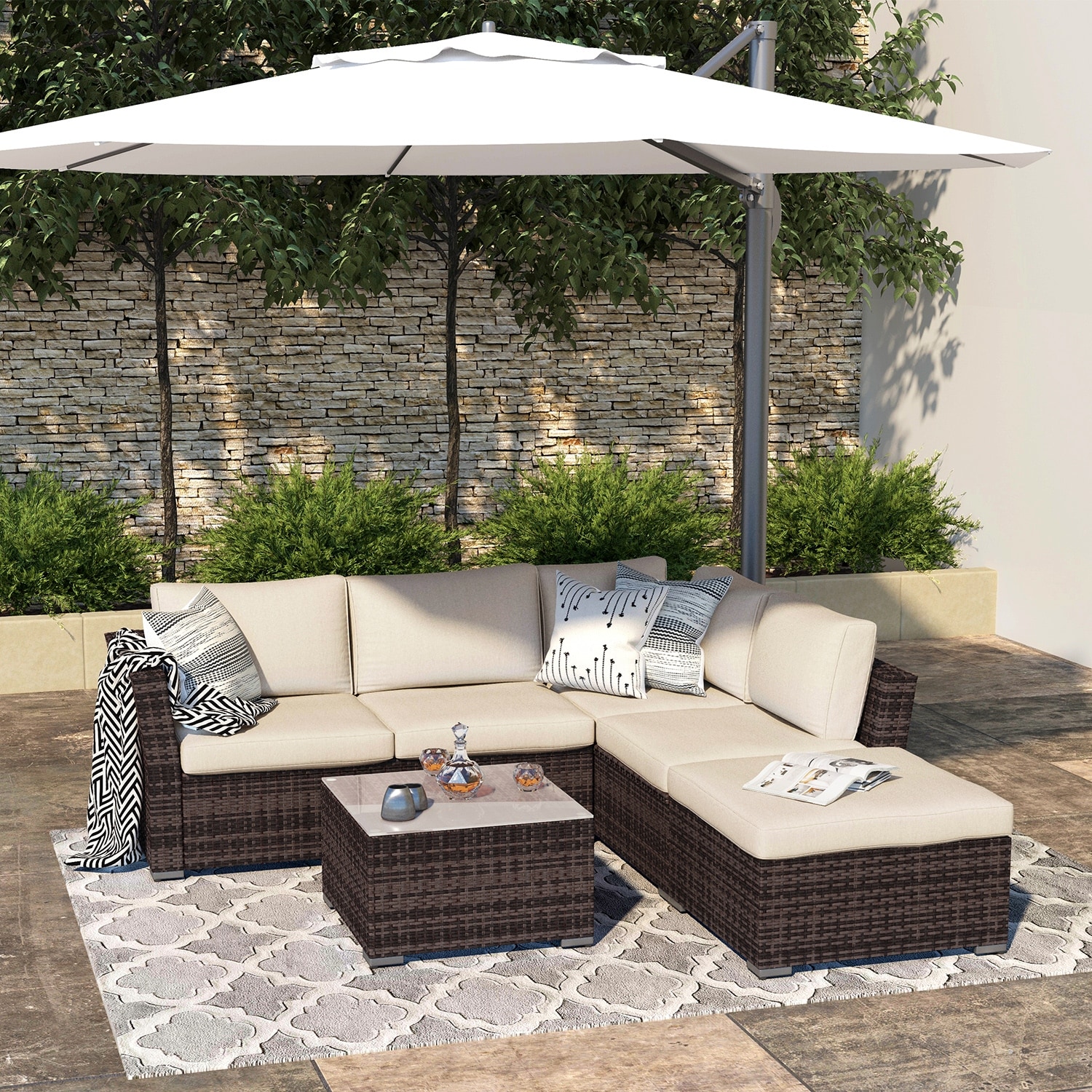 Shop Outdoor Sectional 4 Piece Patio Furniture All Weather Wicker