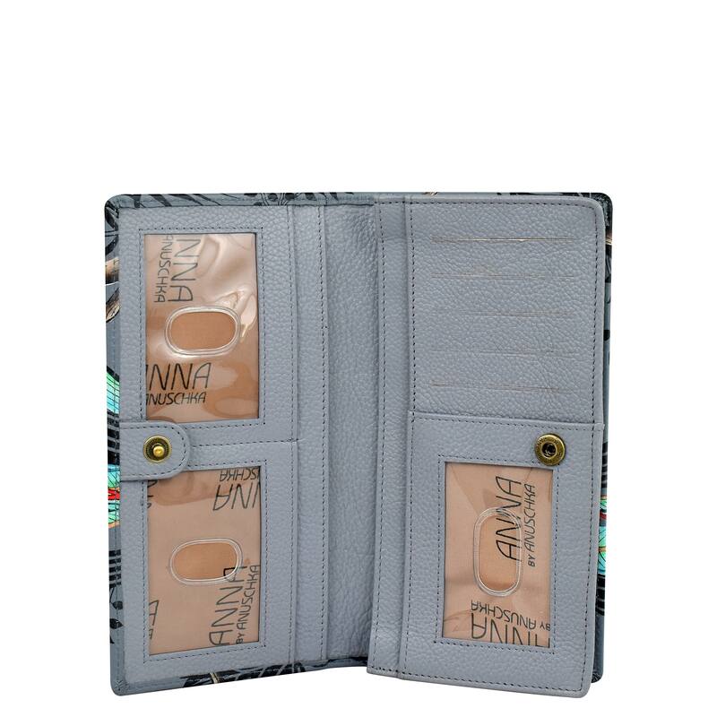 Handpainted Leather Ladies Clutch Wallet - Rainforest Friends