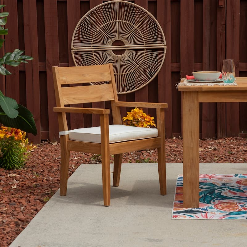 Clermont Outdoor Natural Teak Dining Arm Chair - Natural