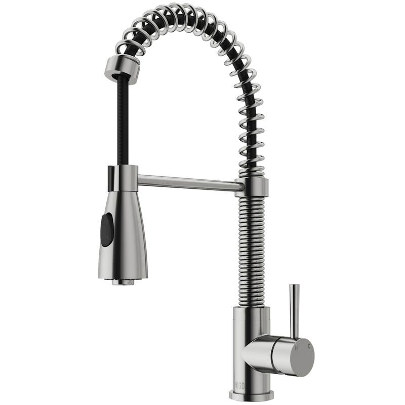 VIGO Brant 19" H Single Handle Pull-Down Sprayer Kitchen Faucet - Without Extras - Stainless Steel