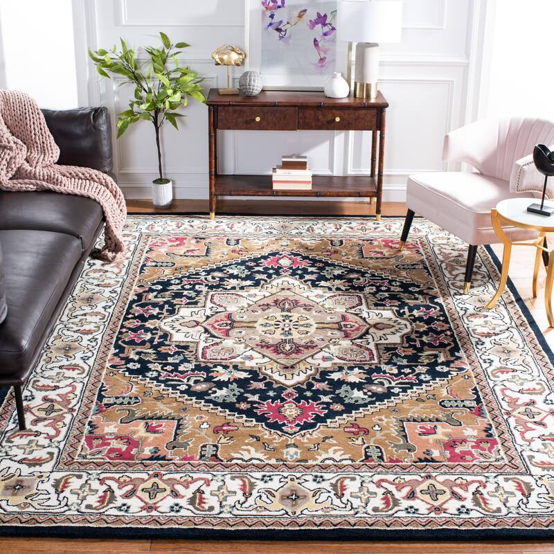 SAFAVIEH Handmade Heritage Asia Traditional Oriental Wool Rug - 9' x 12' - Navy/Brown