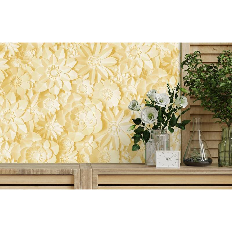 Fine Decor Dacre Yellow Floral Wallpaper
