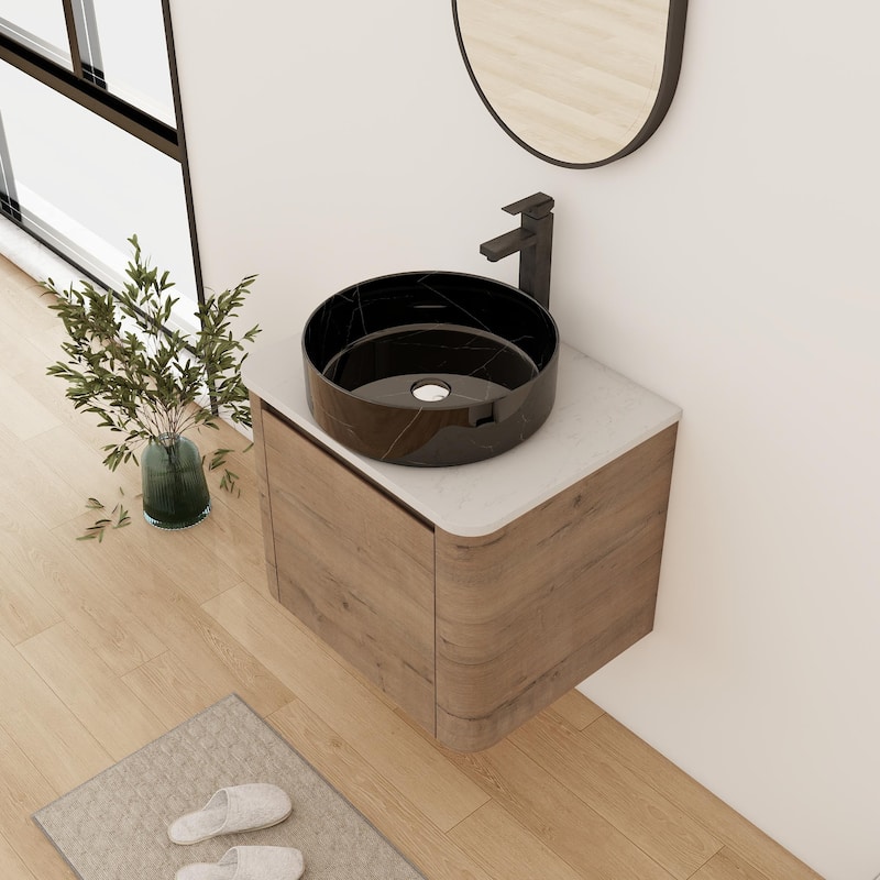 Bathroom Vanity With Sink In 24/30 Inch, Floating Bathroom Vanity With Soft Close Door