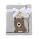 preview thumbnail 4 of 3, Lambs & Ivy Sierra Sky Grey Bear/Owl Soft Fleece Baby Blanket