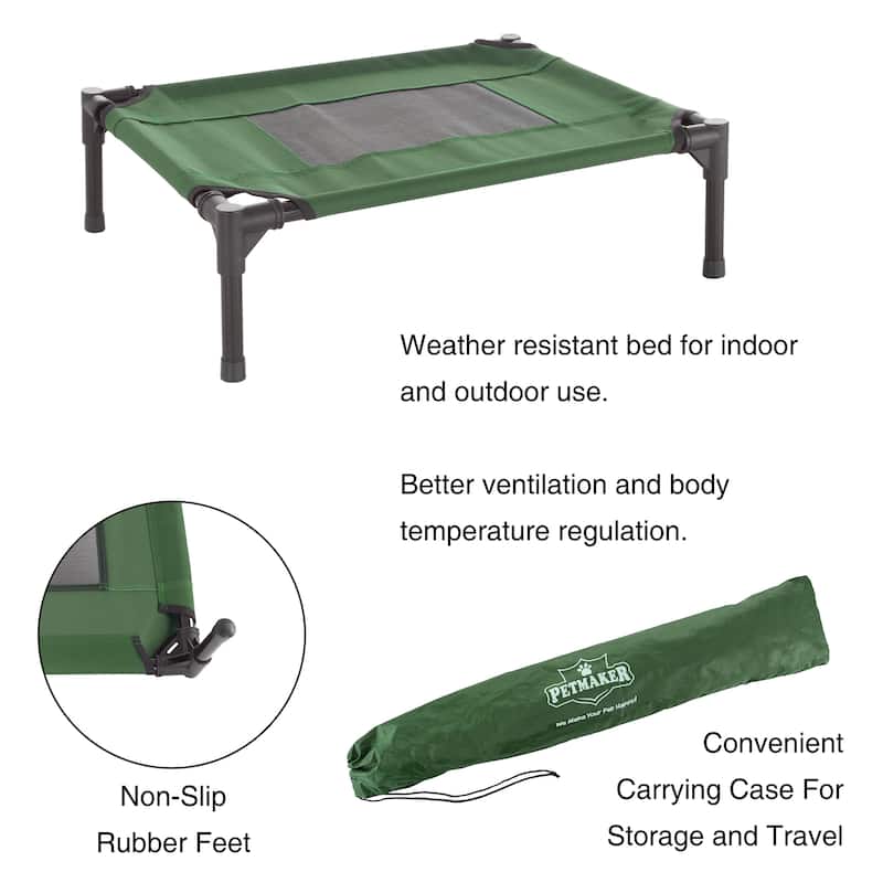 Petmaker Steel Frame Elevated Dog Bed with Non-Slip Feet - Indoor/Outdoor Puppy Cot for Pets