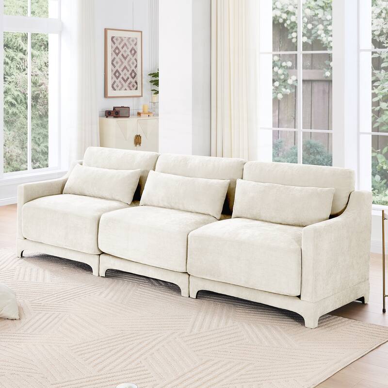 Three seater sofa with lumbar pillow