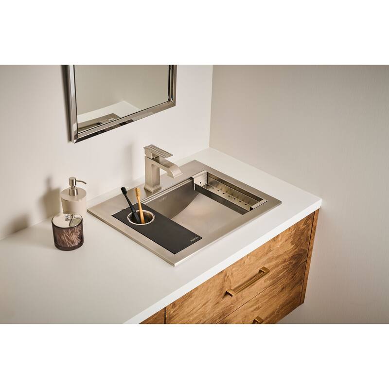 Ruvati Decora Single Handle Square Stacked Short Bathroom Faucet in Brushed Nickel - RVF5132BN - 7'6" x 9'6"