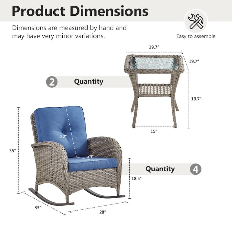 Gymojoy Outdoor Wicker Patio Furniture Chair Set Weather-Resistant