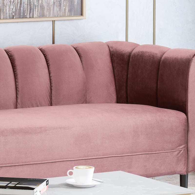 Bobran Modern Velvet 3-seat Sofa by Christopher Knight Home - 30.00" D x 83.25" W x 30.25" H
