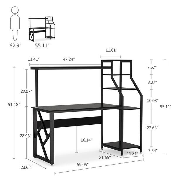 Shop Computer Desk With 4 Tier Storage Shelves Study Desk