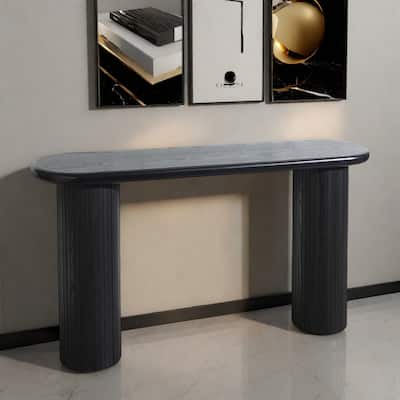 60" Wood Modern Console Table - Ribbed Legs & Minimalist Design For Living Room