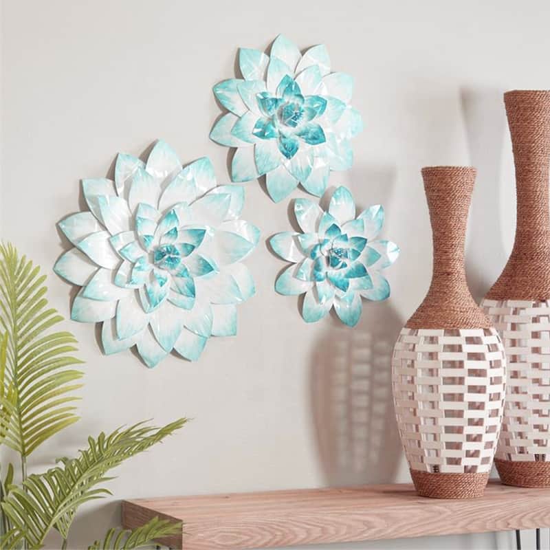 Three-Dimensional Design Flower Metal Wall Art - Set of 3 - Flower Set of 3