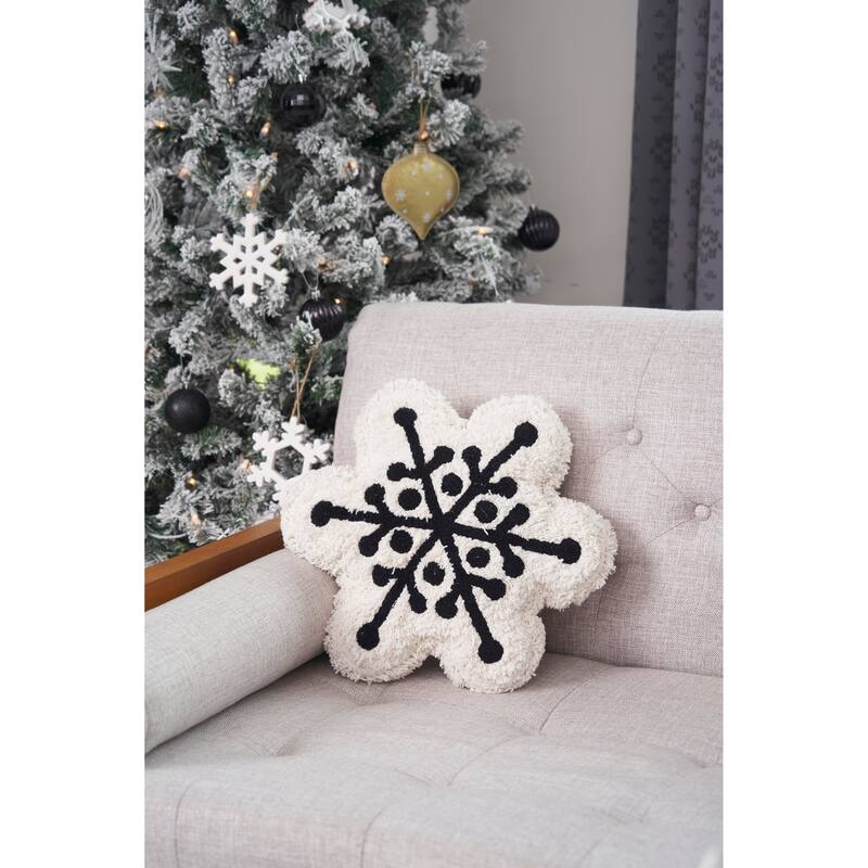 Onyx Snowflake Shaped Pillow