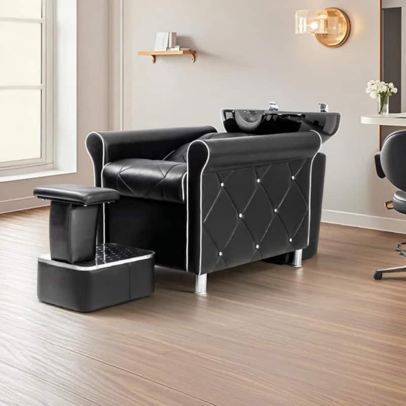 Deluxe Hair Washing Unit with a Large Porcelain Bowl and Indeprndent Ottoman