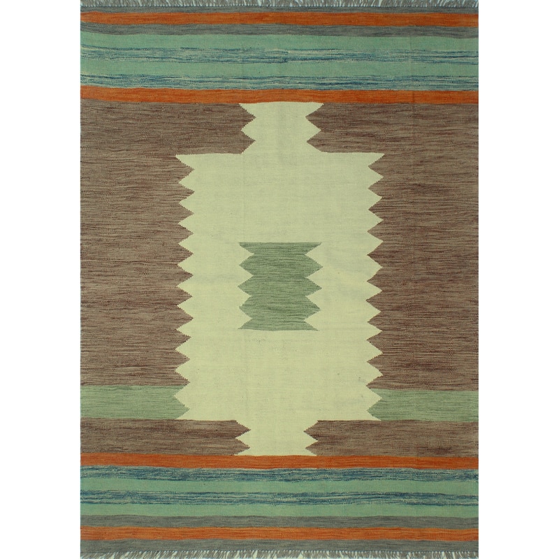 Winchester Flatweave Ulmar Ivory/Brown Rug - 4'11" x 6'7"