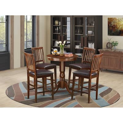 Modern Counter Height Dining Set - 5 Piece Table & Chairs - Asian Hardwood - Buttermilk Cherry Finish