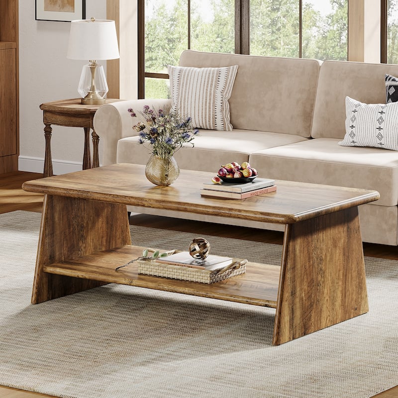 47.2-Inch Rectangle Wooden Coffee Table for Living Room