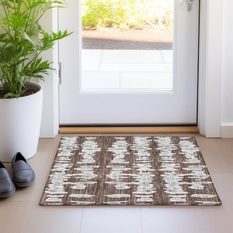 Premium Washable Super Soft Modern Pulse Mayfield Rug - Brown - 1'8" x 2'6"