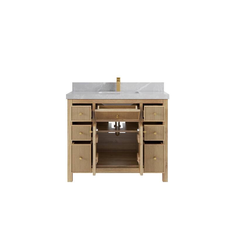 Willow Collections 42 in. W x 22 in. D Sonoma Teak Single Sink Bathroom Vanity with Countertop