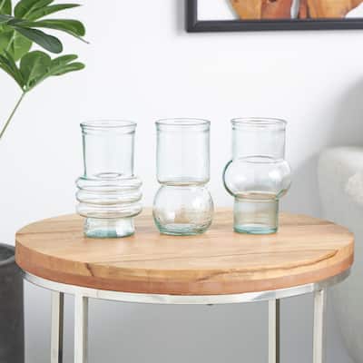 Clear Recycled Glass Small Bubble Style Decorative Vase with Varying Shapes (Set of 3)