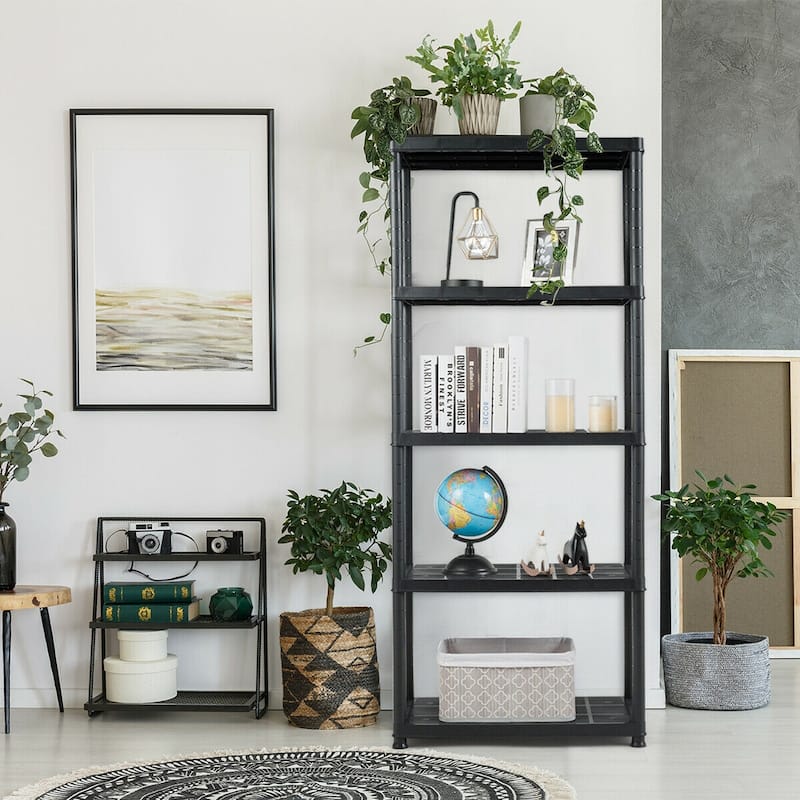 Gymax 2 PCS 5-Tier Ventilated Shelving Storage Rack Free Standing