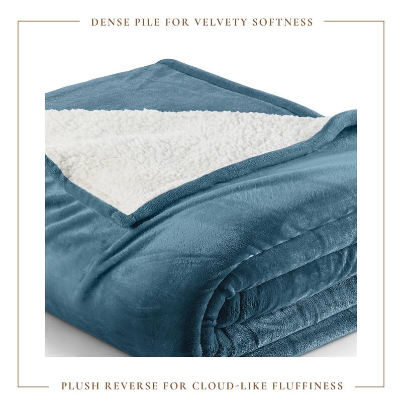 Linery & Co. Velvet Plush Reversible Sherpa Bed Blanket