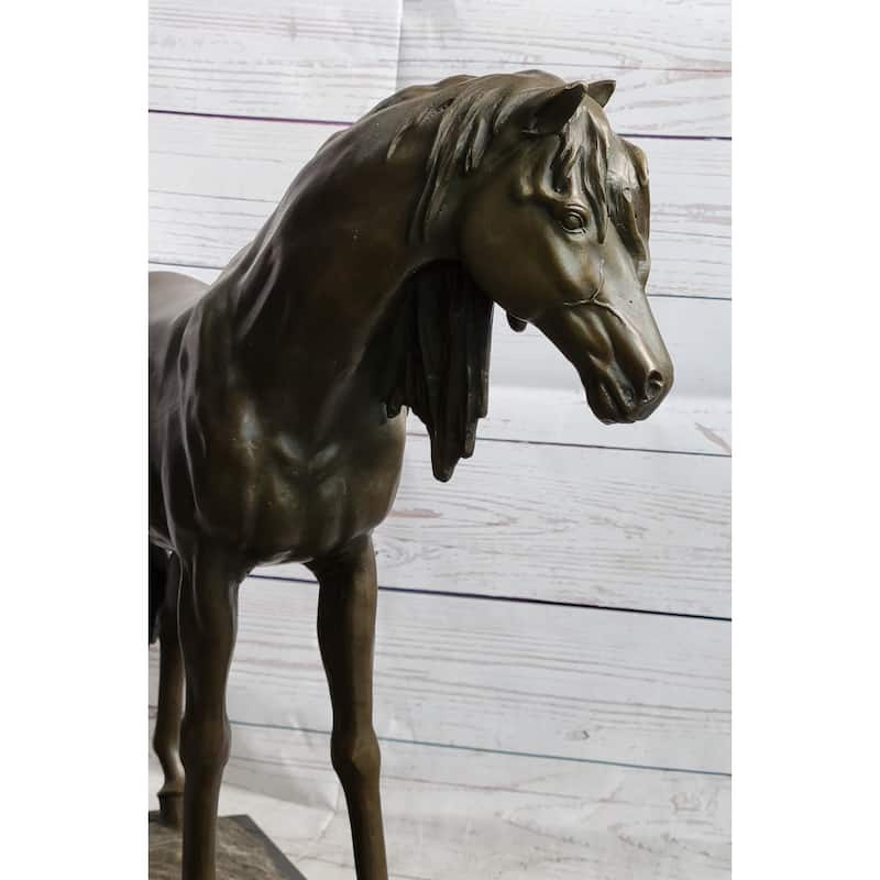 Bronze Metal Horse Mare Equestrian Decor Sculpture Statue Figure By Pj Mene On Marble Base