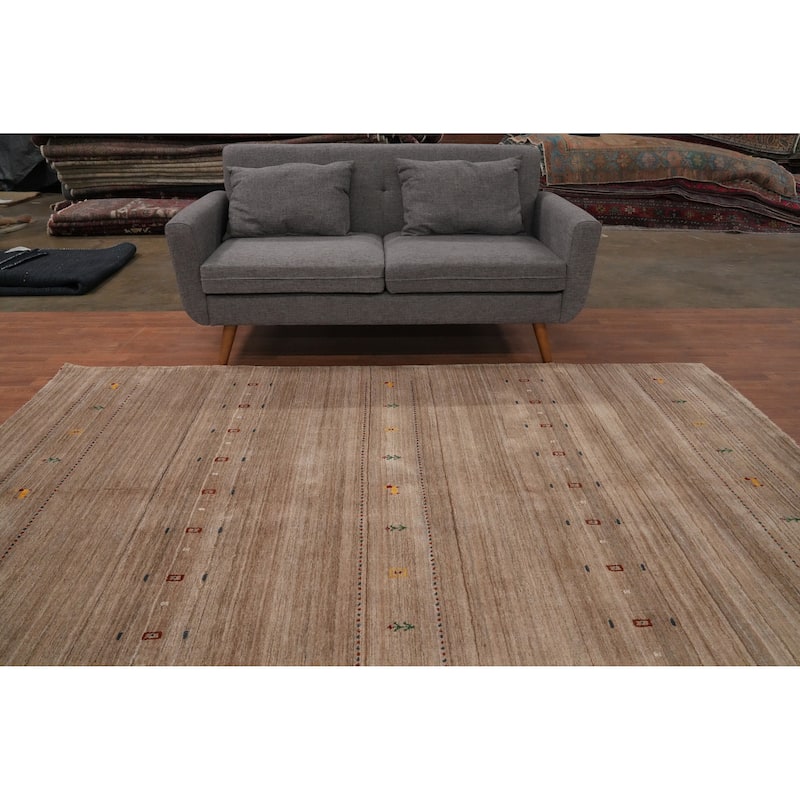 Hand Knotted Oriental 100% Wool Carpet Tribal Animal Pictorial Brown Gabbeh Area Rug - 8' 10'' X 5' 10''