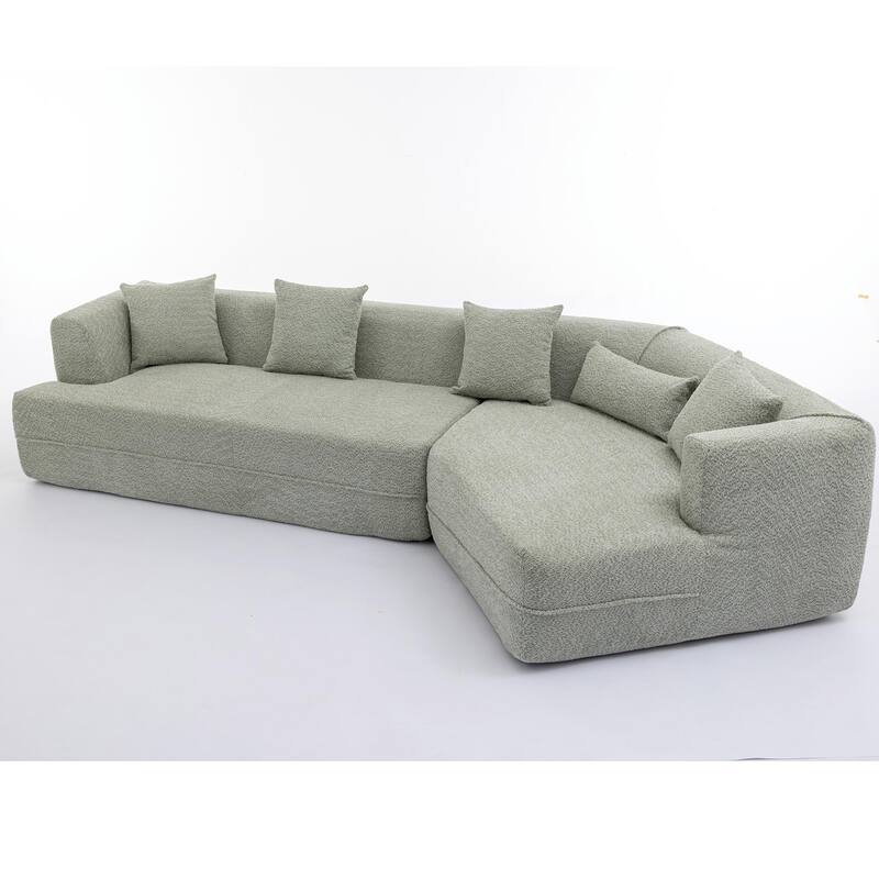 Minimalist Boucle Modular Sofa, Comfortable 3-Seater with Reversible Sectional Design, Ideal for Living Room