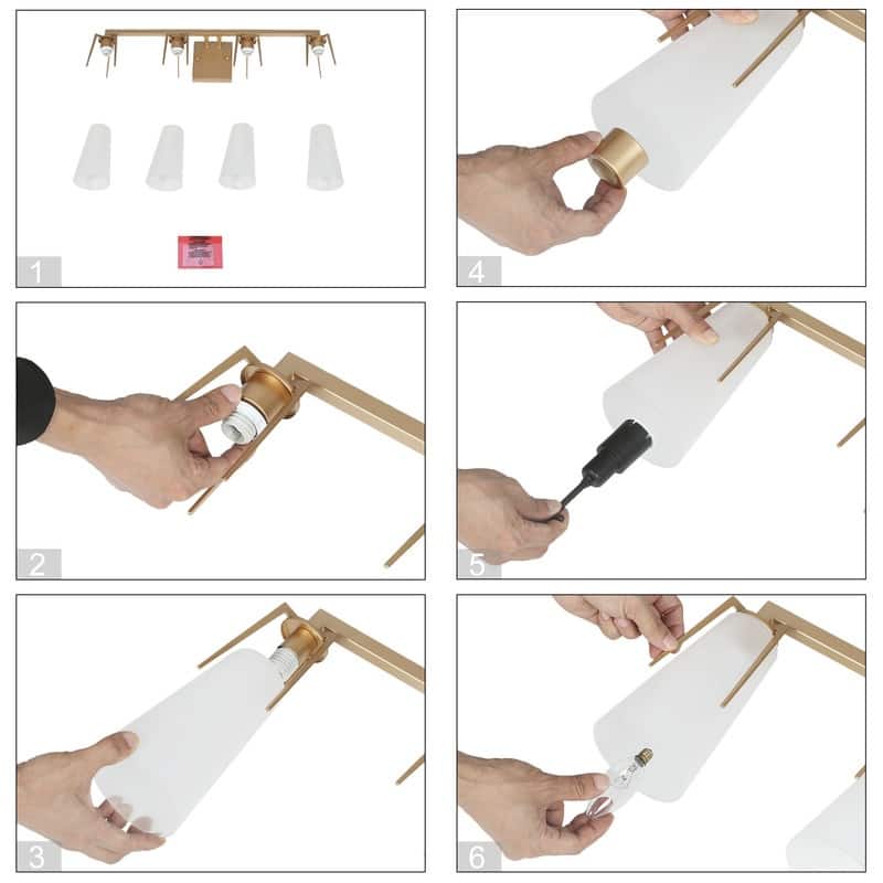 Modern Glam Frosted Glass Bronze Gold Bathroom Vanity Lights Dimmable Wall Sconces