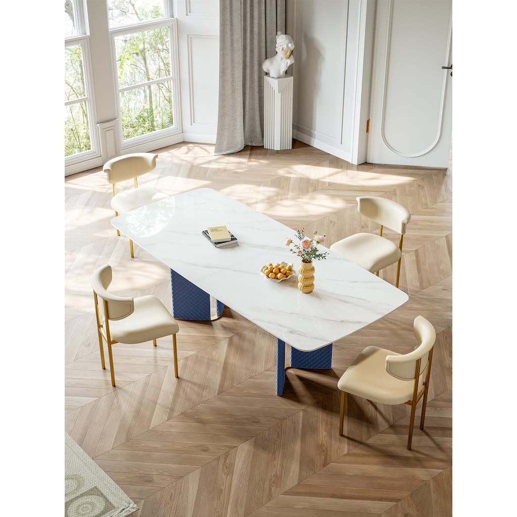 Lesly Rectangle White 70.86 in. Dining Table (8 Seats) - 70.86"D×35.43"W×29.52"H
