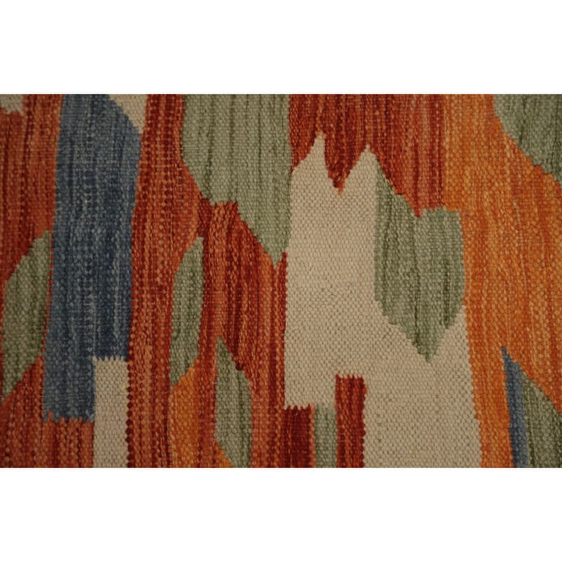 Hand Woven Oriental 100% Wool Carpet Southwestern Modern Multi-Colored Kilim Area Rug - 6' 6'' X 4' 10''