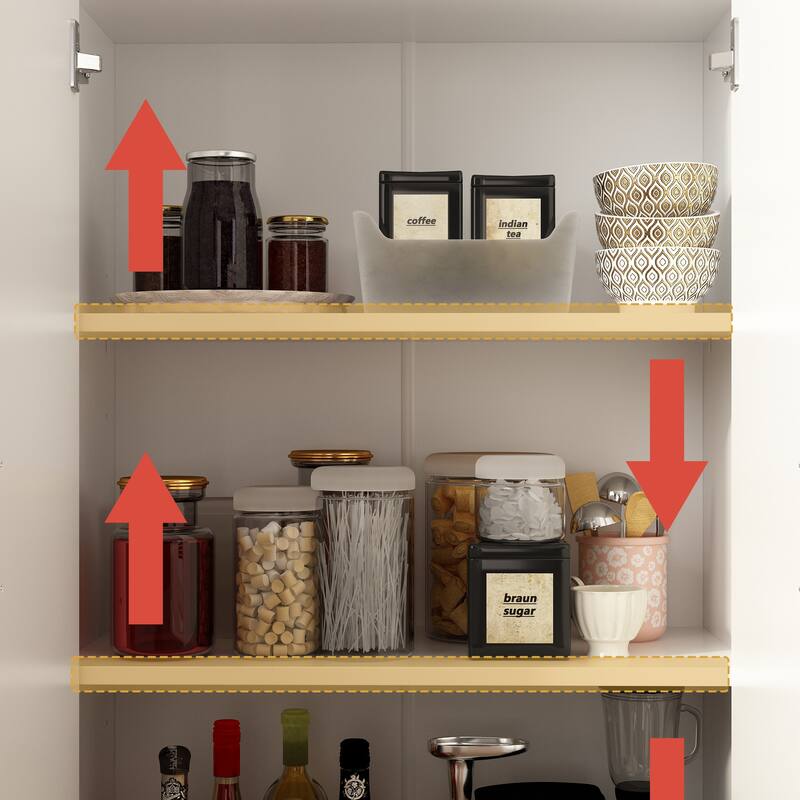 Kitchen Pantry Cupboard, Storage Cabinet w/ Adjustable Shelves