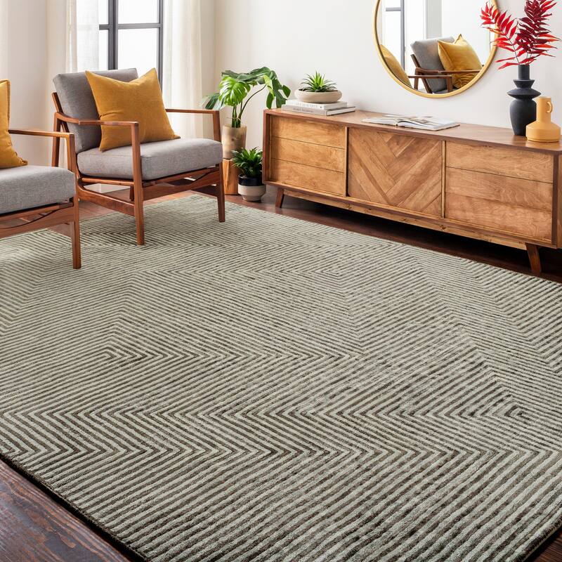 Fazeley Handmade Geometric Viscose Area Rug