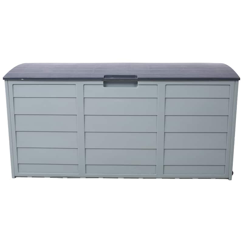 Grey Compact Wheeled Storage Deck Box with 4 Wheels and Weatherproof for Garage and Poolside Garden​​