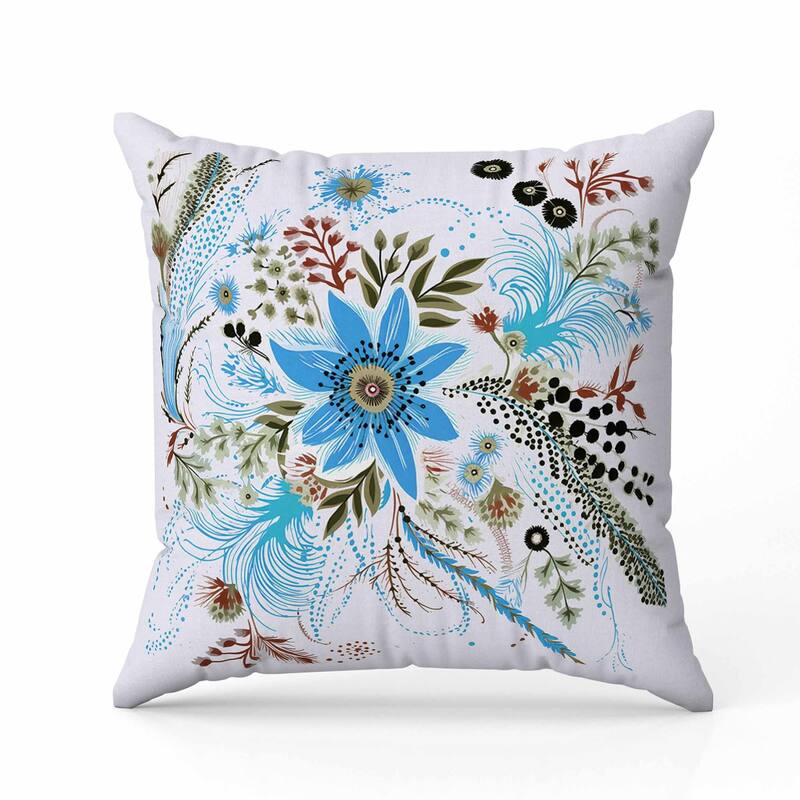 Enchanting Bouquet Faux Suede Reversible Throw Pillow Blue and Green