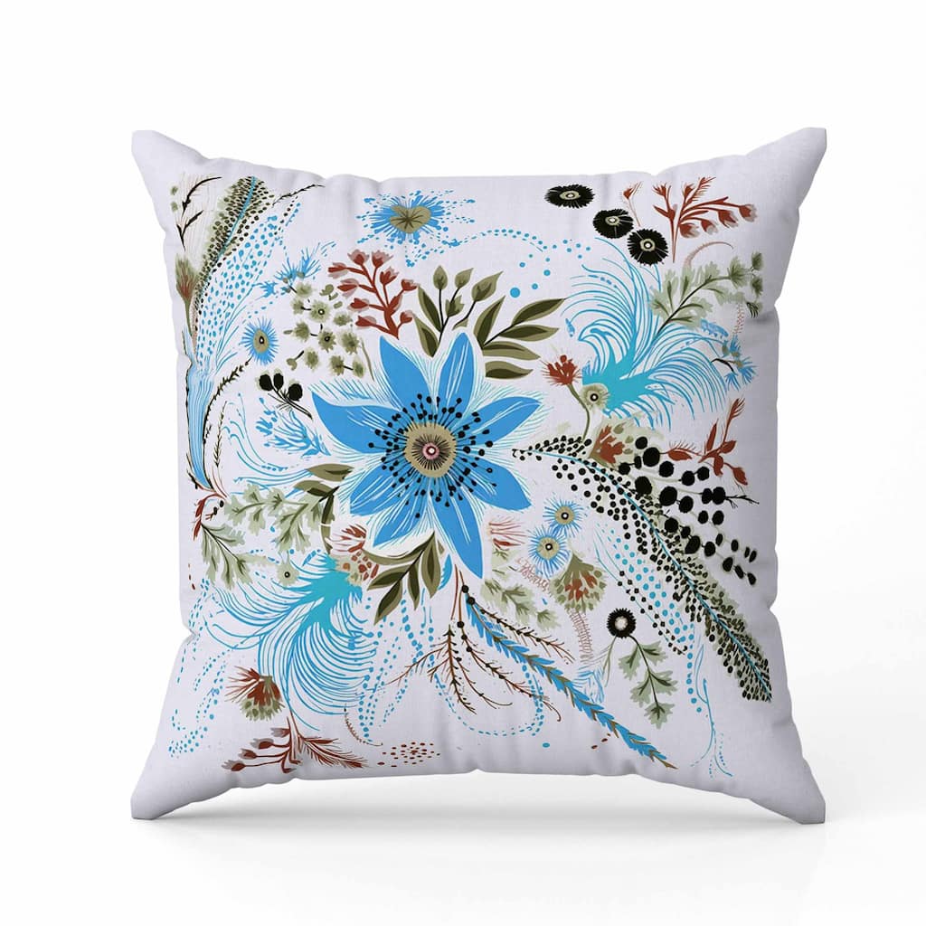 Enchanting Bouquet Indoor/Outdoor Reversible Throw Pillow Blue and Green