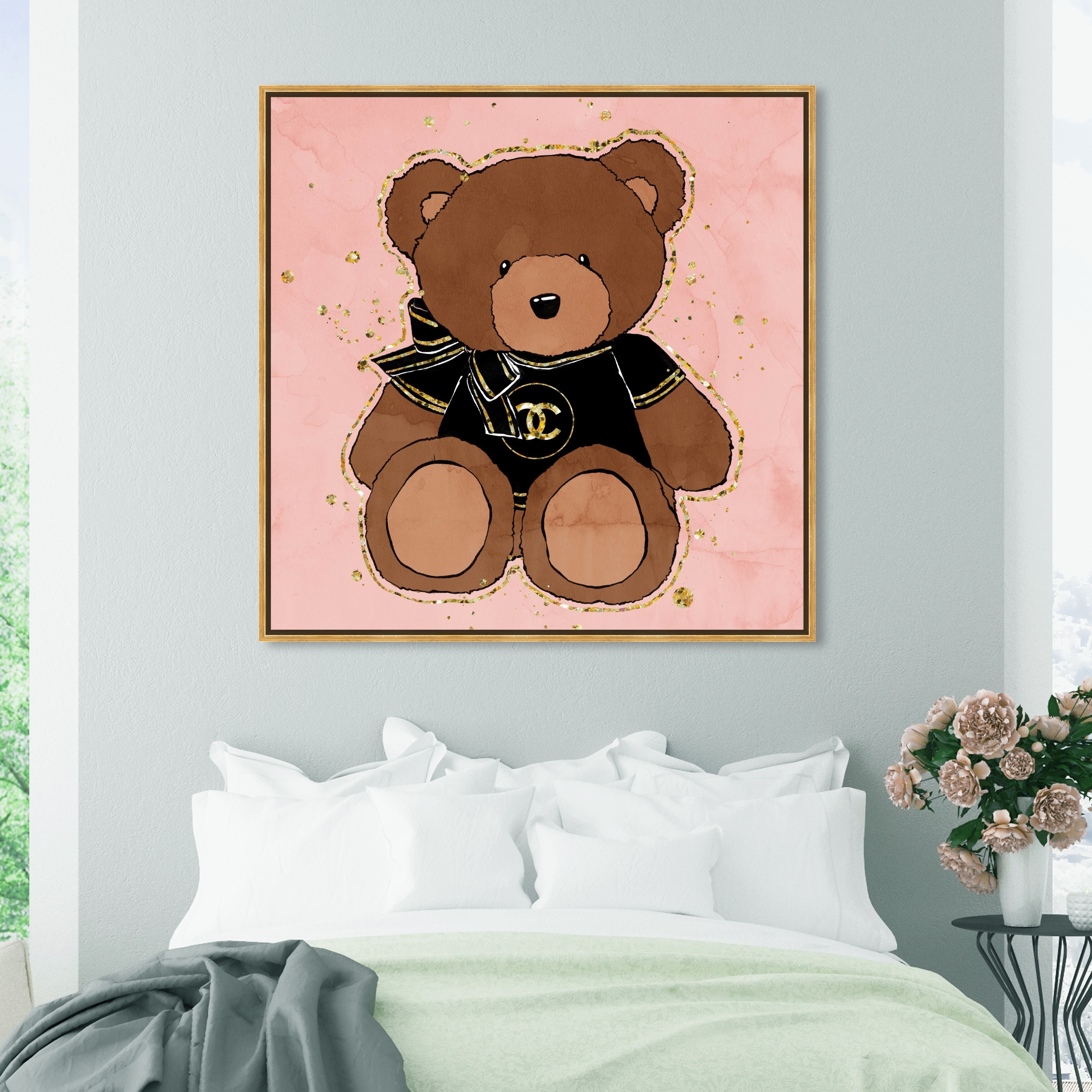 Oliver Gal First Glam Teddy Bear Fashion and Glam Wall Art
