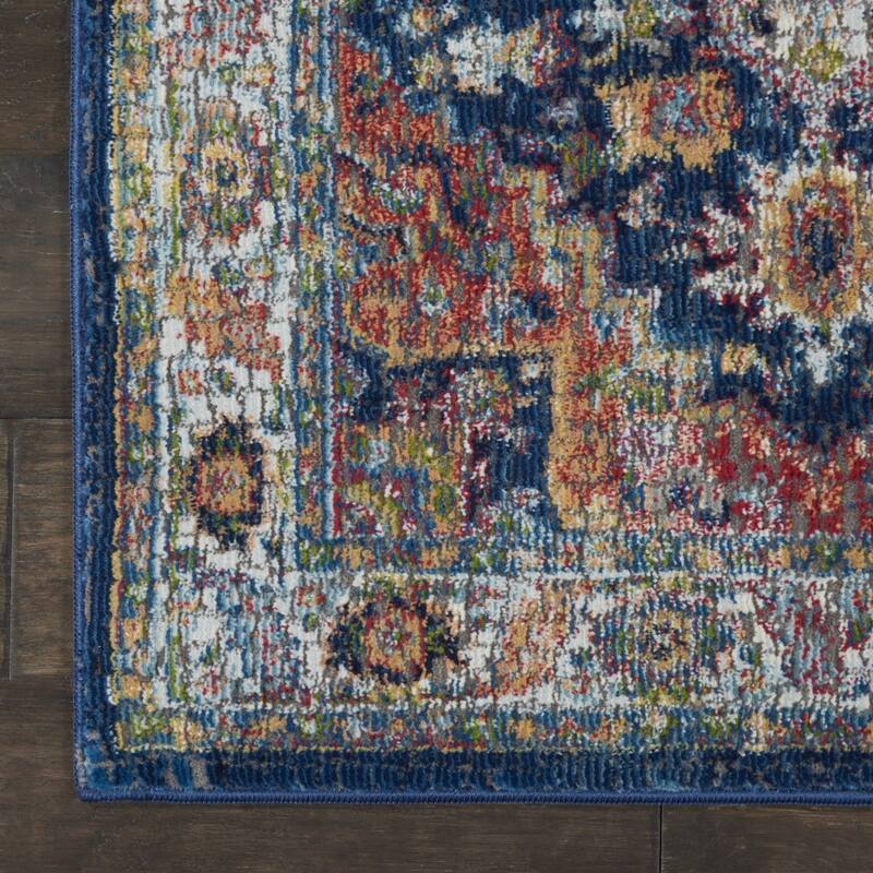 Power Loomed Distressed Abstract Floral Traditional Non Skid Area Rug - 96' X '28' X '0.5