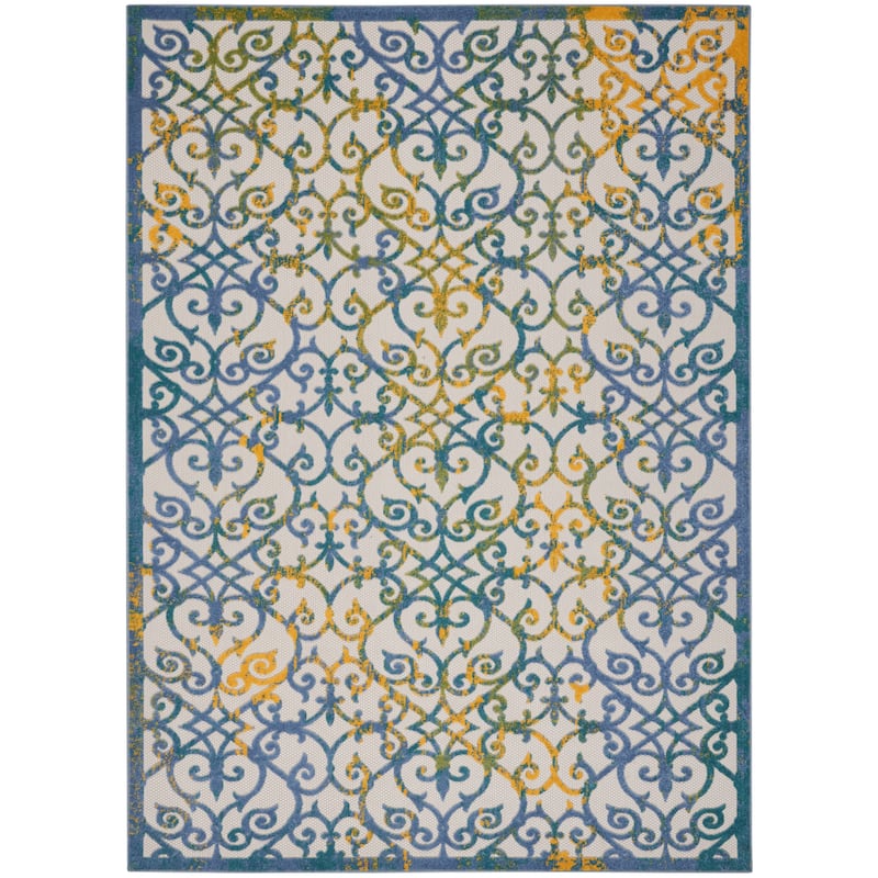 Nourison Alice Indoor/Outdoor Trellis Area Rug - 9'6" x 13' - Ivory/Blue