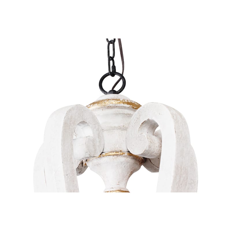 Cusp Barn Farmhouse Antique 5-Light Wood Candle Chandelier Empire Shabby Ceiling Light for Dining Room Entryway