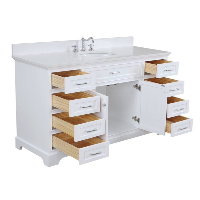 KitchenBathCollection Aria 60" Single Bathroom Vanity with Quartz Top