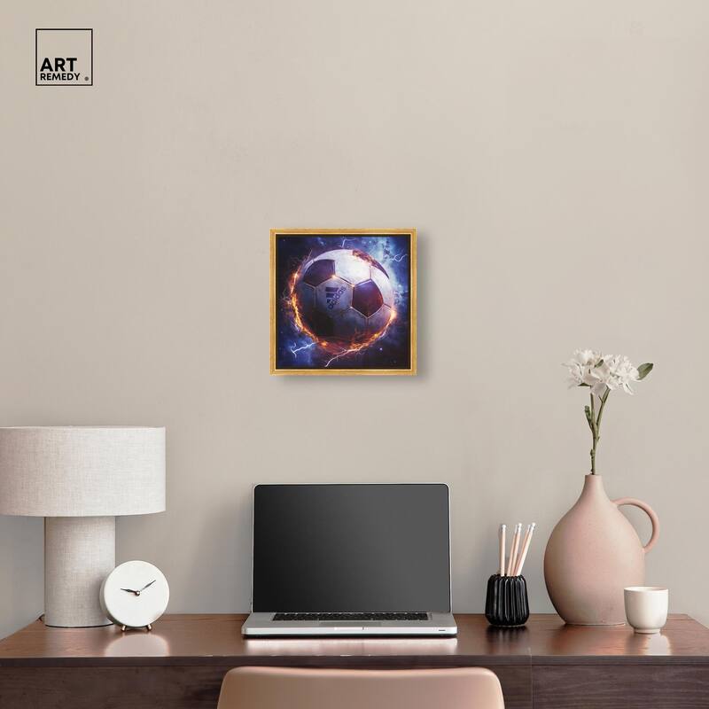 Electrify Soccer Ball Canvas by Art Remedy