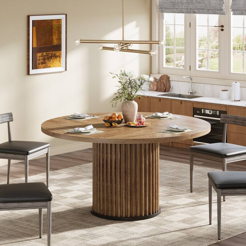 47-inches Round Dining Table for 4-6, Modern Kitchen Table with Heavy Duty Base - 47.24" W x 47.24" D x 29.92" H