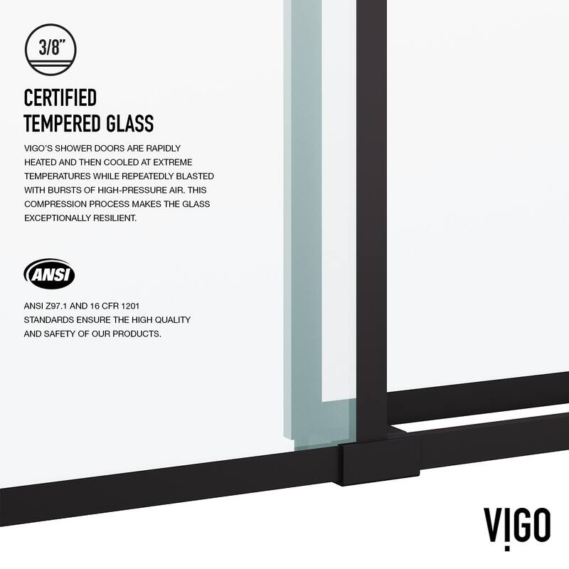 VIGO Elan 68" to 72" W x 74" H Frameless Sliding Shower Door in Matte Black