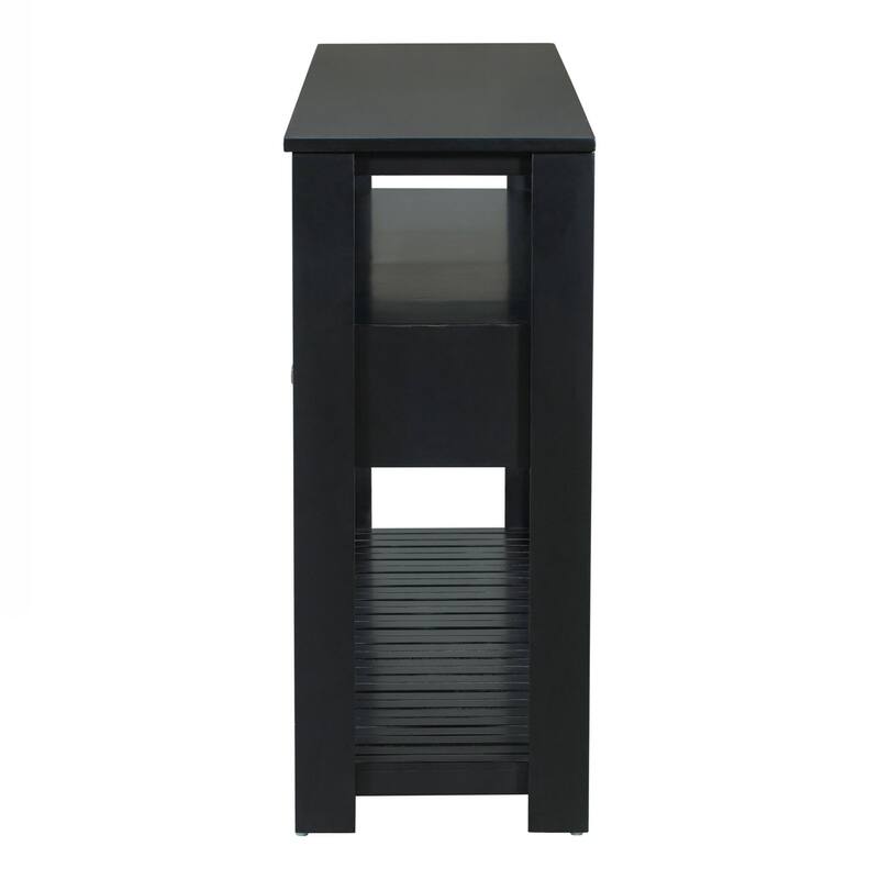 Entryway Table with 4 Drawers,Painted Console Table with 3-Tier Open Shelves and Metal Handles,Versatile Hallway Sofa Table